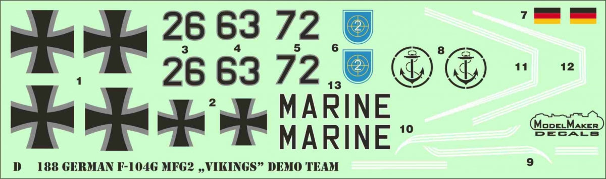 ModelMaker Decals D48188 German F-104G MFG2 &amp;quot;Vikings&amp;quot; DEMO TEAM 1/48 – image 2