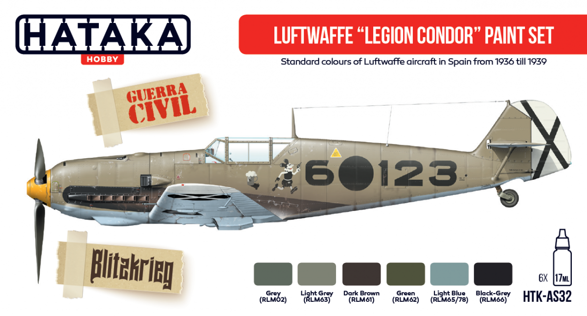 Hataka HTK-AS32 Luftwaffe &amp;quot;Legion Condor&amp;quot; paint set (6x17ml)