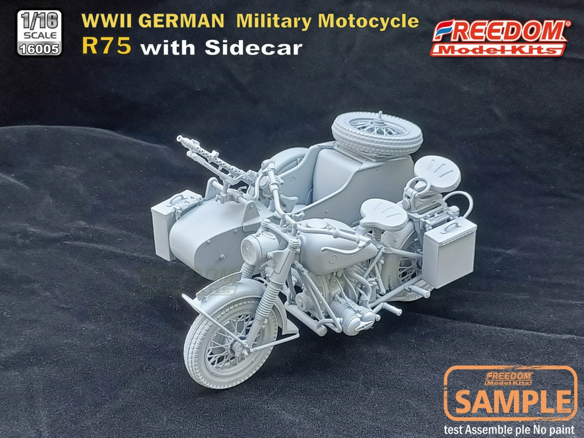 Freedom 16005 R75 with Sidecar WWII German Motorcycle 1/16 – zdjęcie 9
