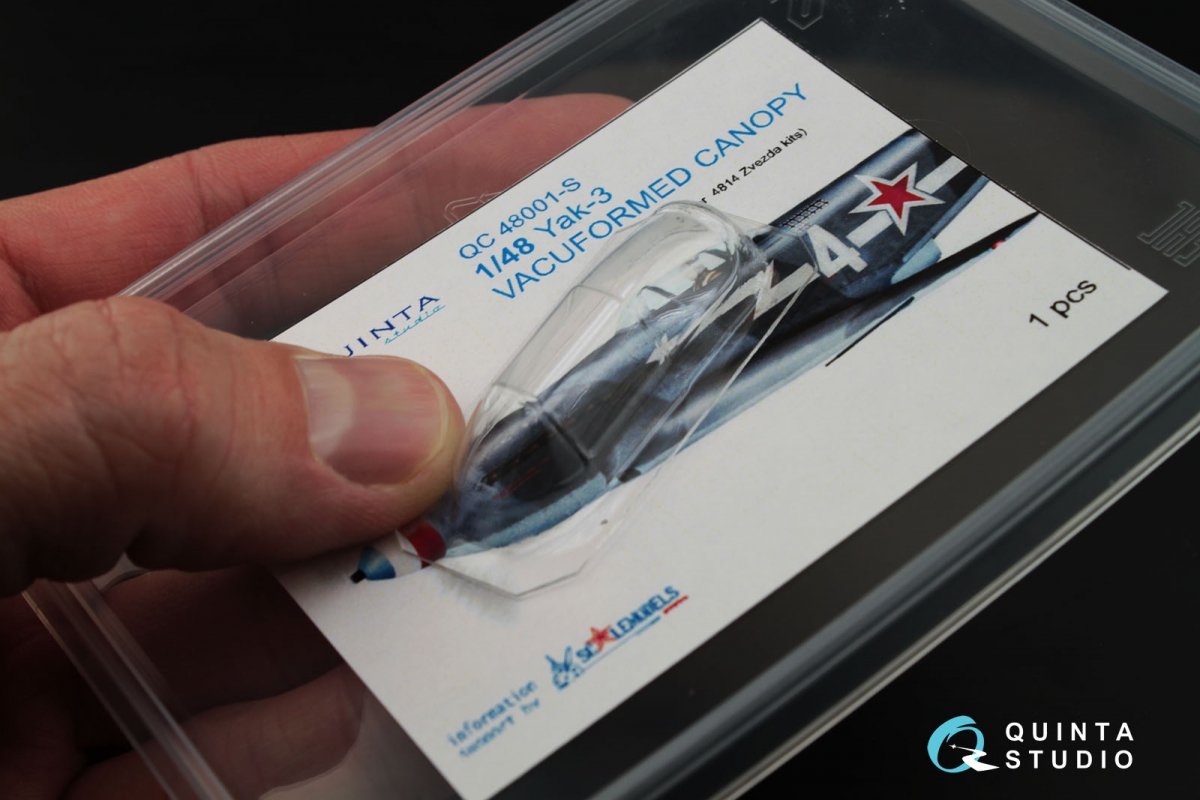 Quinta Studio QC48001-S Yak-3 vacuformed clear canopy 1 pcs (for 4814 Zvezda kit) 1/48 – zdjęcie 7