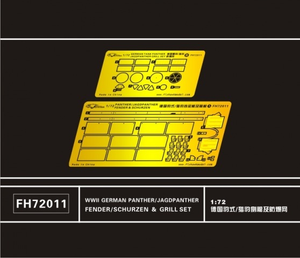 FlyHawk modèle FH72011 Panthère allemande/Jagdpanther Fender/Schürzen &amp;amp; Grill Set 1/72