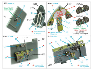 Quinta Studio QD48413 F6F-3E/N Hellcat 3D-Printed &amp;amp; colored Interior on decal paper (Eduard) 1/48 – image 2