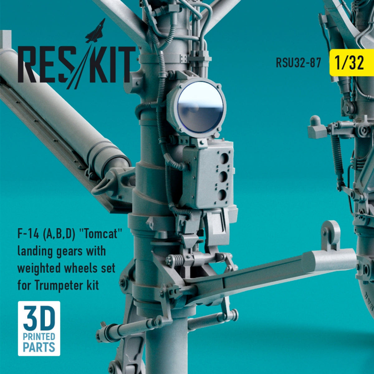 RESKIT RSU32-0087 F-14 (A,B,D) &amp;quot;TOMCAT&amp;quot; LANDING GEARS WITH WEIGHTED WHEELS SET FOR TRUMPETER KIT (3D PRINTED) 1/32 – zdjęcie 4