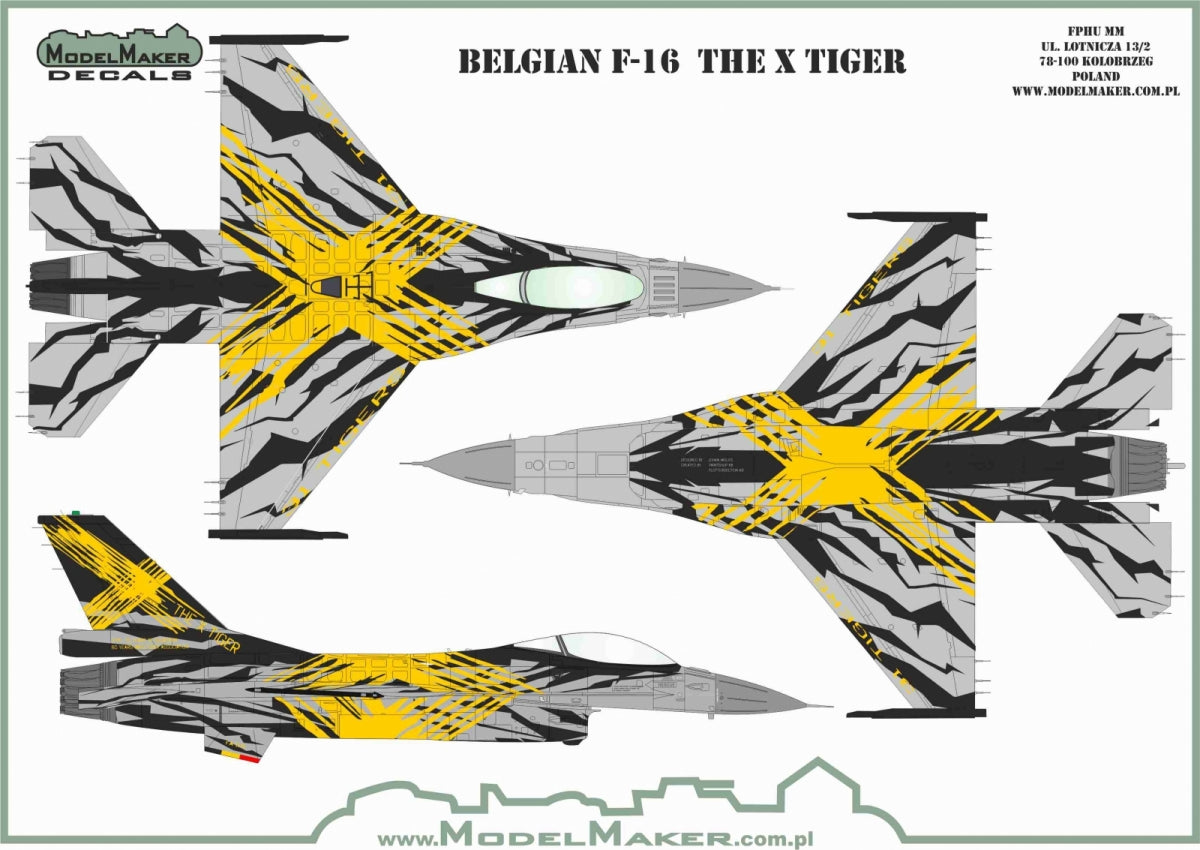 Décalcomanies ModelMaker D48179 F-16 belge THE X TIGER 1/48