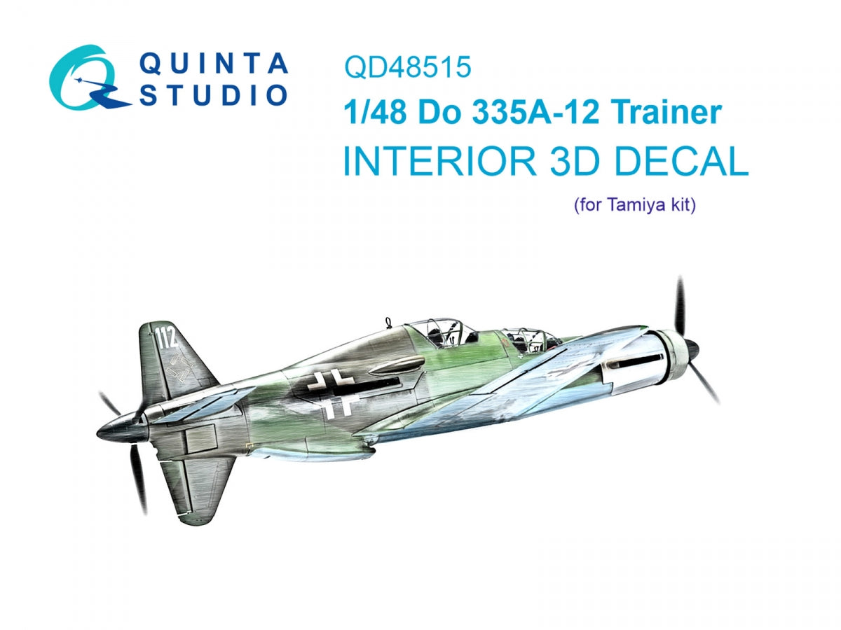 Quinta Studio QD48515 Do 335A-12 Trainer 3D-Printed & coloured Interior on decal paper (Tamiya) 1/48
