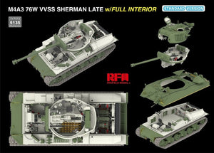Rye Field Model 5135 M4A3 76W VVSS Sherman Late Standart Version Full Interior 1/35 – zdjęcie 3