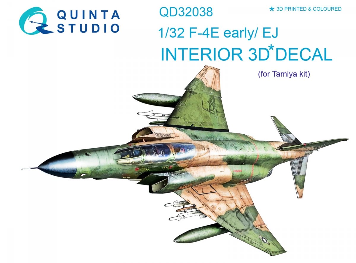 Quinta Studio QD32038 F-4E early/F-4EJ 3D-Printed &amp;amp; coloured Interior on decal paper (for Tamiya kit) 1/32