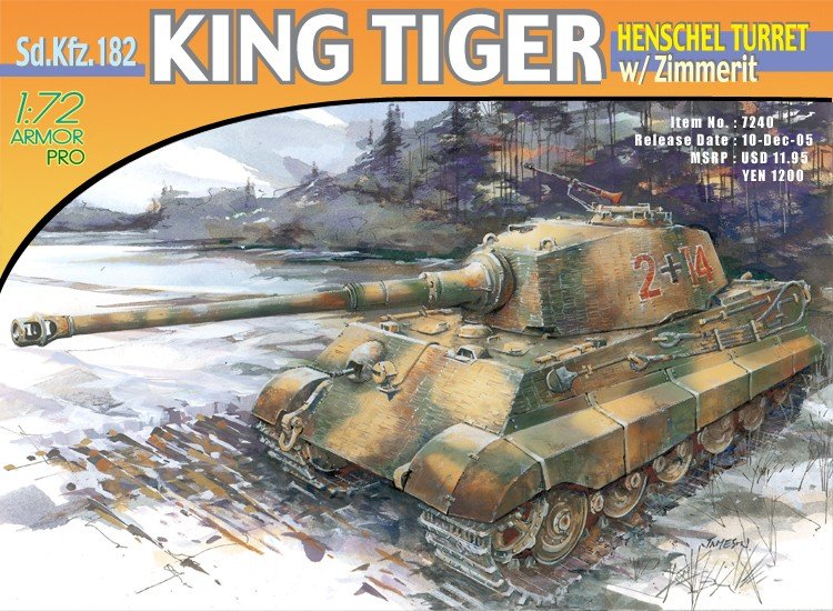 Dragon 7240 King Tiger Henschel Turret w/Zimm. 1/72