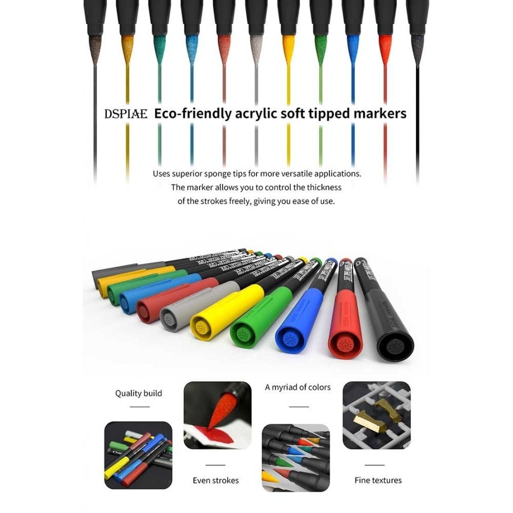 DSPIAE MK-01 Pure Black Soft Tipped Marker Pen – zdjęcie 5