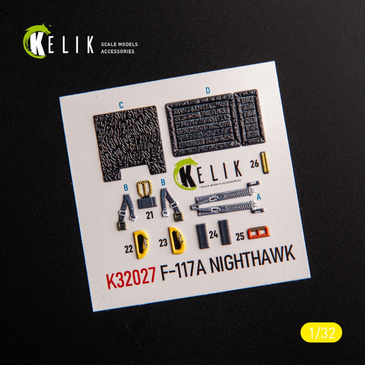 KELIK K32027 F-117A - Type 1 interior 3D decals for Trumpeter kit 1/32 – zdjęcie 3