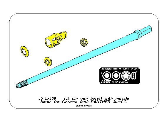Aber 35L-300 Barrel with muzzle brake for Panther G for Takom 1/35 models – image 5