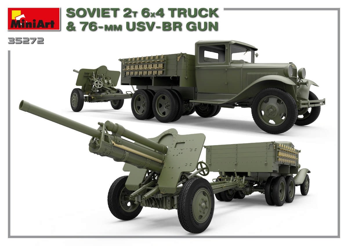 MiniArt 35272 SOVIET 2T 6X4 TRUCK &amp;amp; 76-mm USV-BR GUN 1/35 – immagine 4