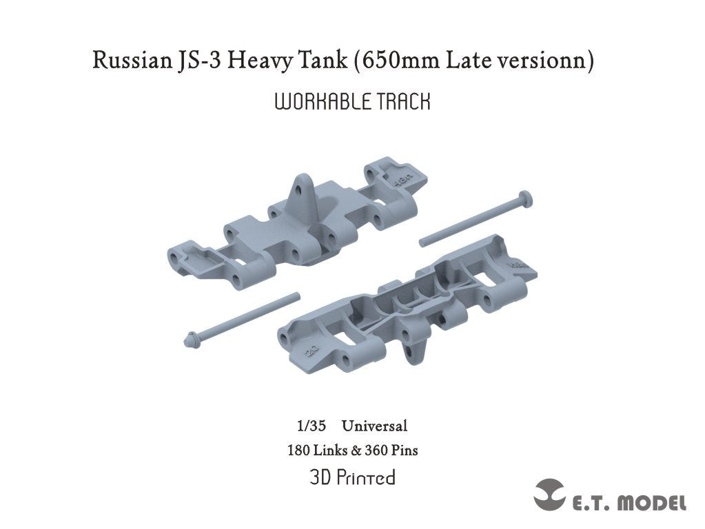 ET Model P35-051 Russian JS-3 Heavy Tank 650mm Late version Workable Track ( 3D Printed ) 1/35