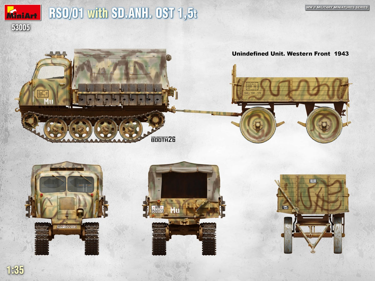 MiniArt 53005 RSO/01 with TRAILER SD.ANH. OST 1,5t 1/35 – zdjęcie 2