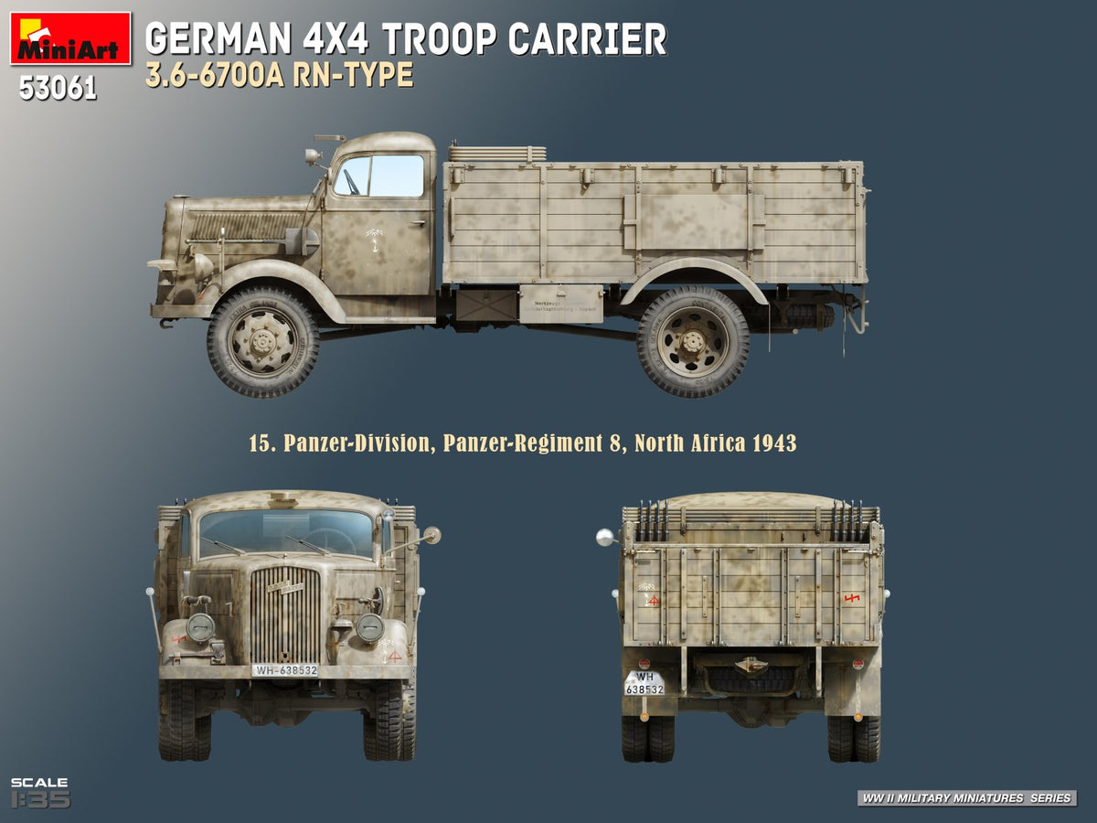 MiniArt 53061 GERMAN 4X4 TROOP CARRIER 3.6-6700A RN-TYPE 1/35 – imagen 13