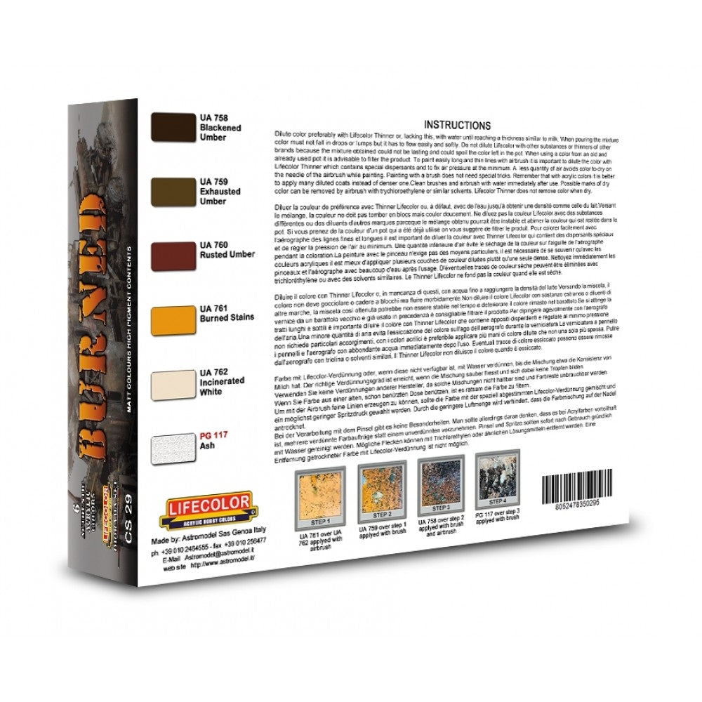 Lifecolor CS29 Acrylic paint set Burned Vehicles 6x22ml – immagine 2