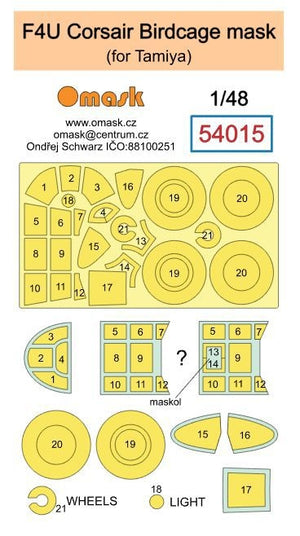 Omask 54015 F4U Corsair Birdcage mask (for Tamiya) 1/48