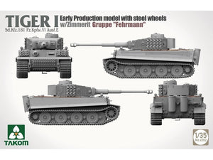 Takom 2202 Tiger I Sd.Kfz.181 Pz.Kpfw.VI Ausf.E - Early-Production Model With Steel Wheels And Zimmerit, Gruppe &amp;#39;Fehrmann&amp;#39; 1/35 – zdjęcie 6