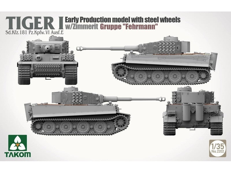 Takom 2202 Tiger I Sd.Kfz.181 Pz.Kpfw.VI Ausf.E - Early-Production Model With Steel Wheels And Zimmerit, Gruppe &amp;#39;Fehrmann&amp;#39; 1/35 – zdjęcie 6