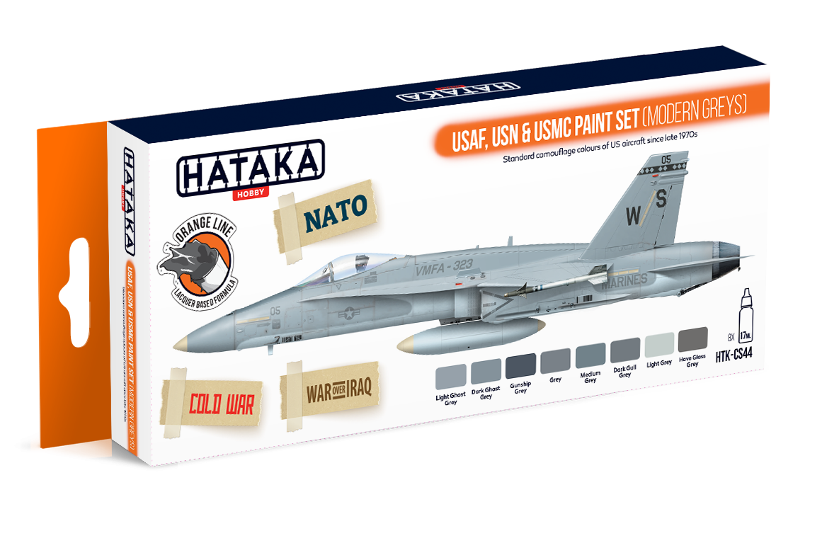 Hataka HTK-CS44 USAF, USN & USMC paint set (modern greys) 8x17ml