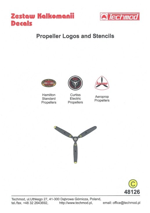 Techmod 48126 Propeller Stencils 1/48 – zdjęcie 2