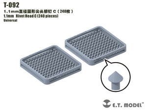 ET Model T-092 1.1mm Rivet Head C (240 pieces) (rivets)