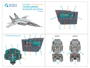 Quinta Studio QD+48558 MiG-25RB/MiG-25RBT 3D-Printed &amp;amp; coloured Interior on decal paper (ICM) (with 3D-printed resin parts) 1/48 – zdjęcie 15