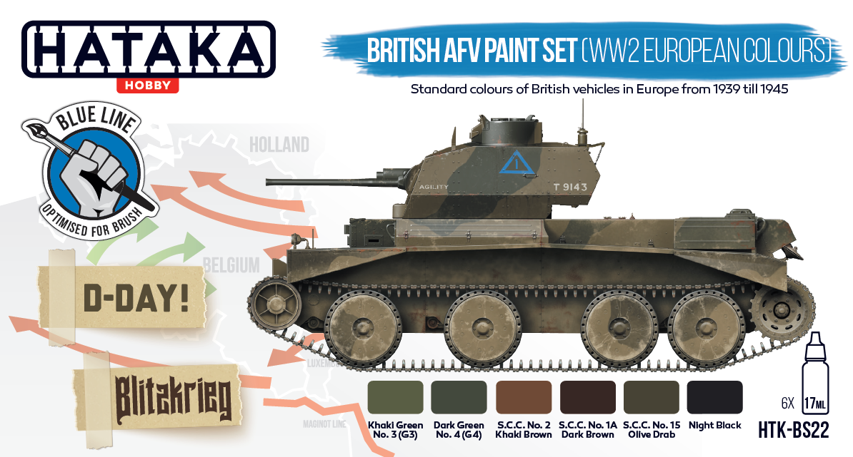 Hataka HTK-BS22 BLUE LINE – British AFV paint set (WW2 European colors) 6x17ml – image 2