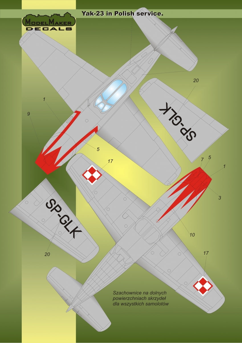 ModelMaker Decals D48019 Yak-23 in Polish service 1/48 – zdjęcie 3