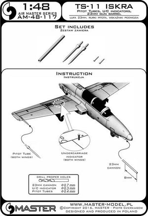 Master AM-48-117 TS-11 Iskra - Pilot Tubes and 23mm gun barrel 1/48 – zdjęcie 3
