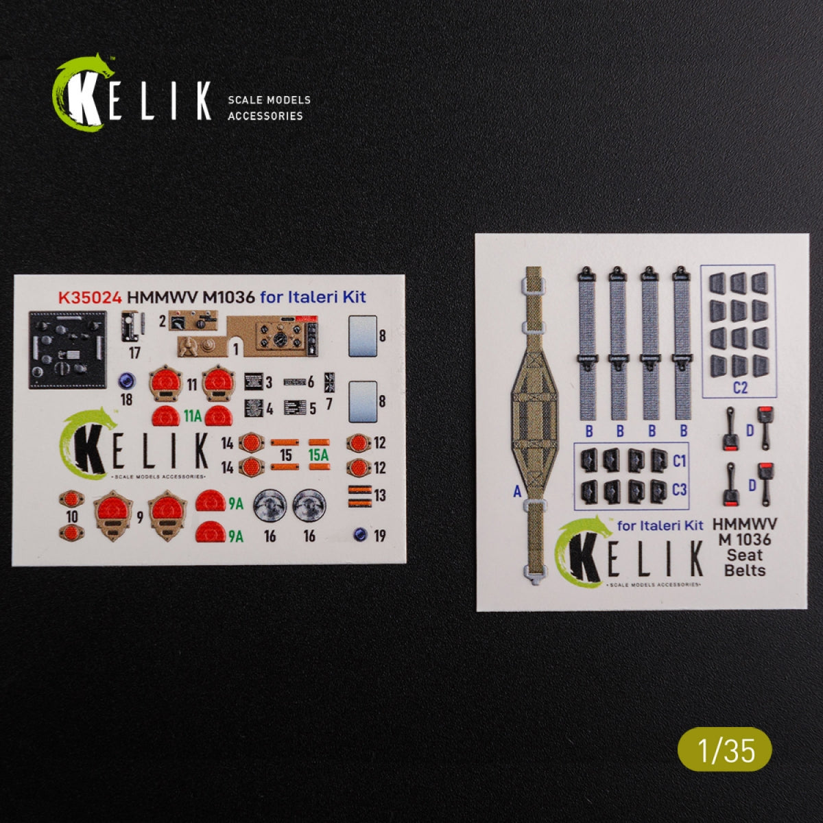 KELIK K35024 HUMVEE HMMWV M1036 with TOW Desert version Interior 3D Decal for Italeri kit 1/35