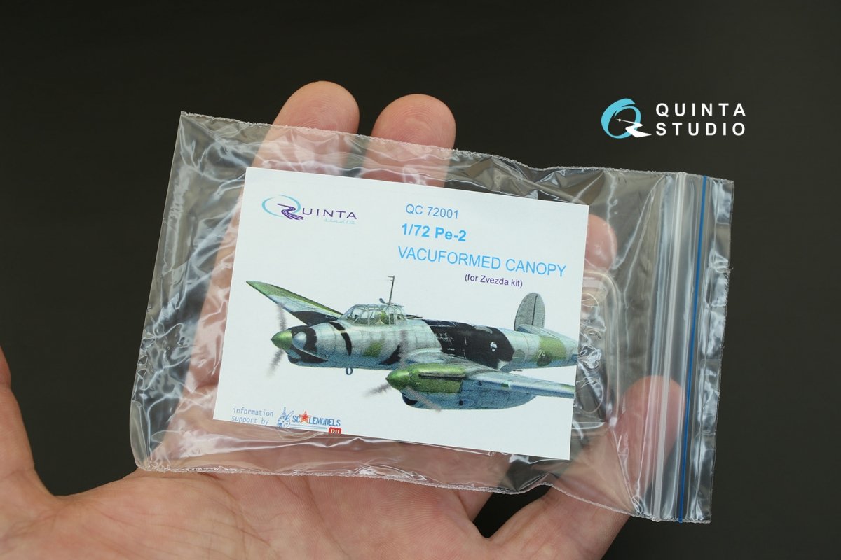 Quinta Studio QC72001 Pe-2 vacuformed clear canopy (for 7283 Zvezda kit) 1/72 – image 6