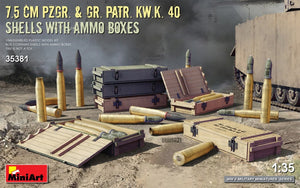 MiniArt 35381 7.5cm PzGr. &amp;amp; Gr. KwK 40 Shells w/ Ammo Boxes 1/35