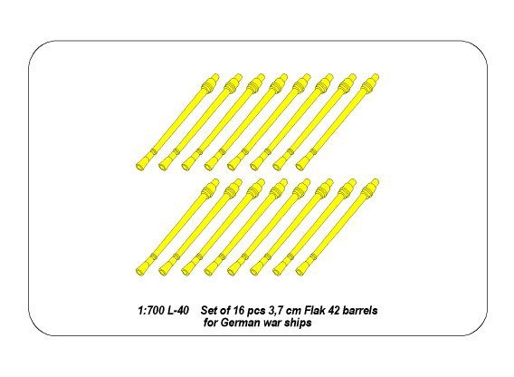Aber 1/700L-40 Set of 16 pcs 3.7 cm Flak 42 gun barrels for German war ships 1/700 – image 5