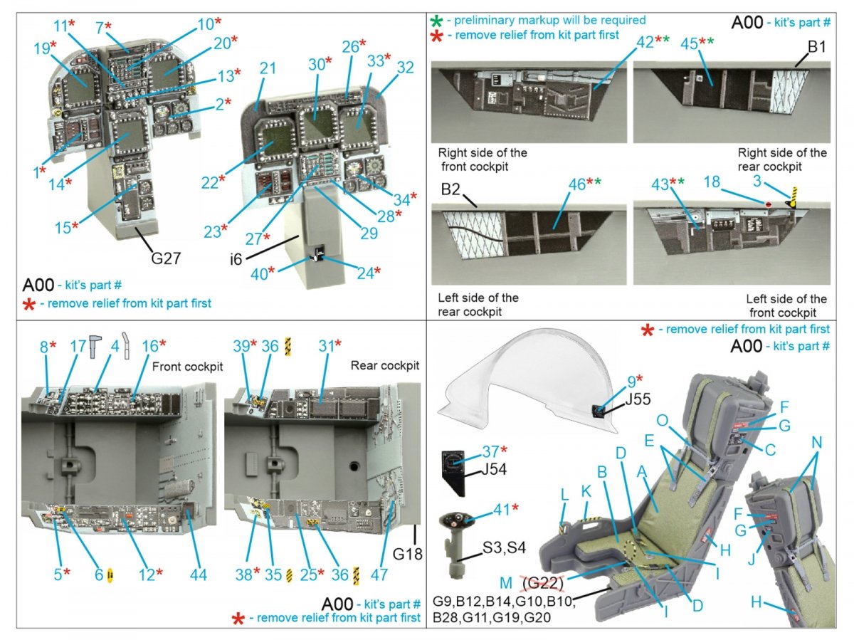Quinta Studio QD32156 F/A-18D late 3D-Printed &amp;amp; coloured Interior on decal paper (Academy) 1/32 – zdjęcie 12