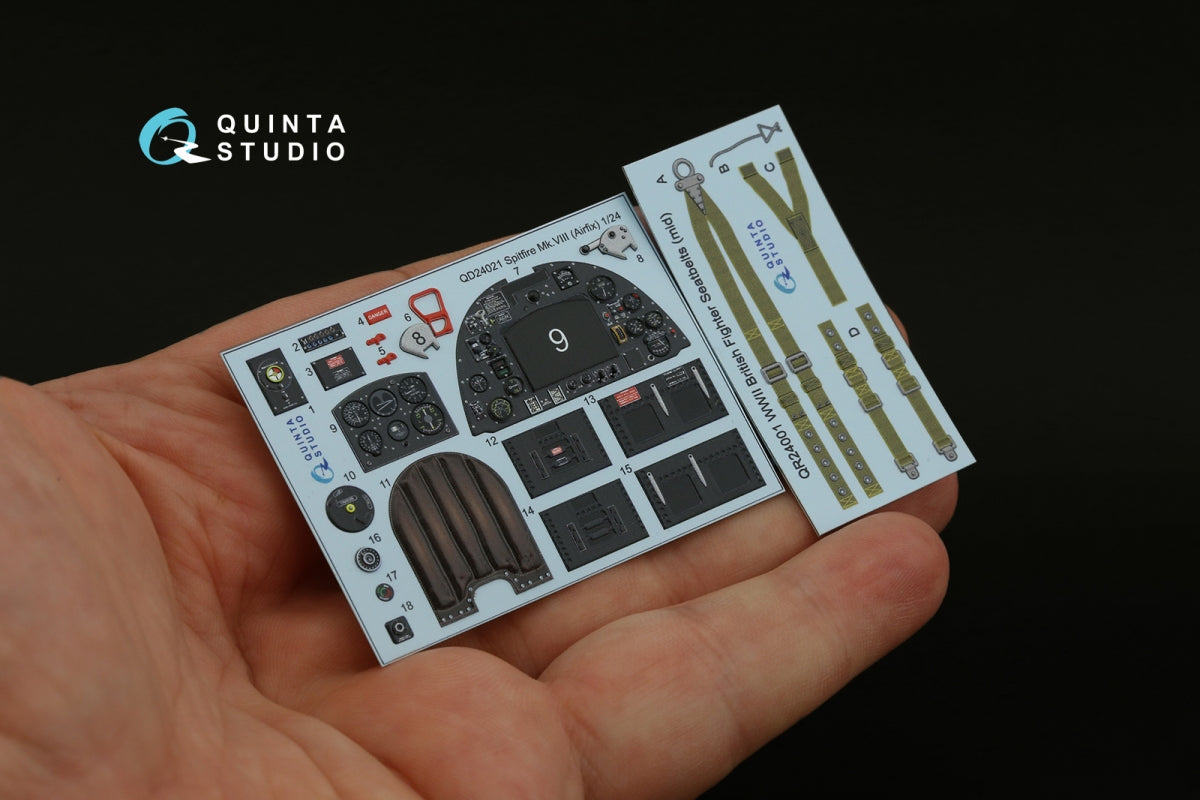 Quinta Studio QD24021 Spitfire Mk.VIII 3D-Printed &amp;amp; coloured Interior on decal paper (Airfix) 1/24 – zdjęcie 3