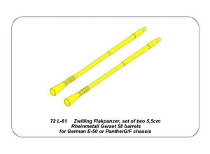 Aber 72L-61 Dwie lufy 5,5cm do niemieckich Zwilling Flakpanzers / Two 5,5cm barrels for German Zwilling Flakpanzers 1/72 – zdjęcie 5