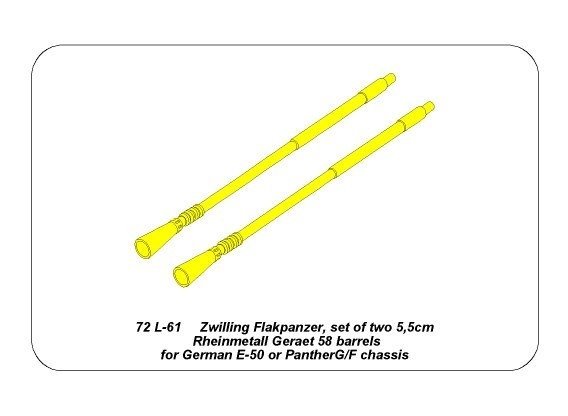 Aber 72L-61 Dwie lufy 5,5cm do niemieckich Zwilling Flakpanzers / Two 5,5cm barrels for German Zwilling Flakpanzers 1/72 – zdjęcie 5
