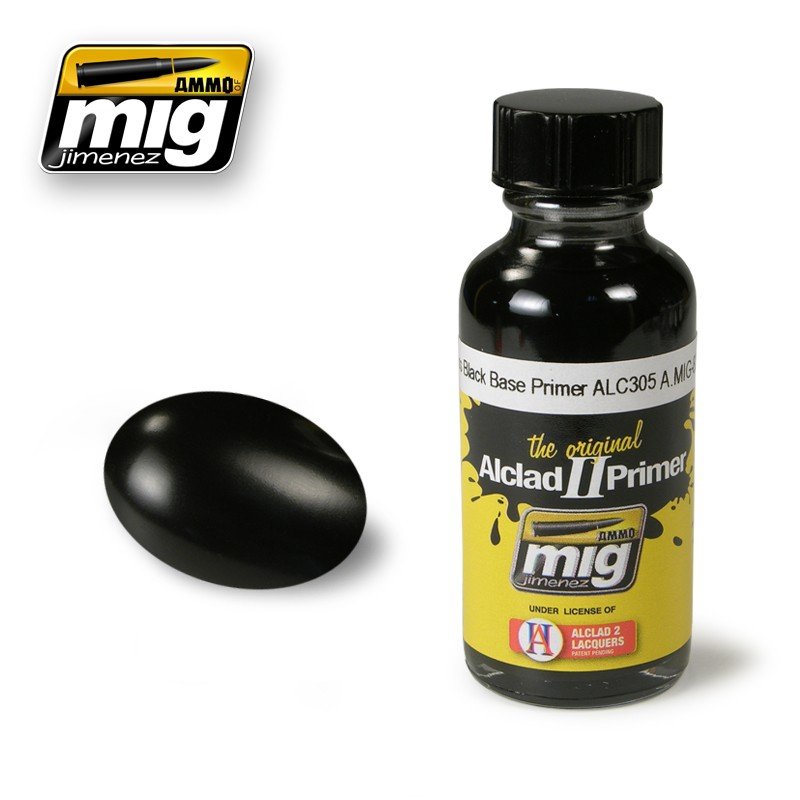 AMMO of Mig Jimenez 8210 Apprêt de base noir brillant ALC305 30 ml