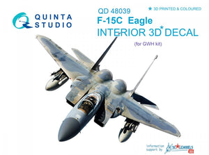 Quinta Studio QD48039 F-15C 3D-Printed &amp;amp; coloured Interior on decal paper (for GWH kit) 1/48