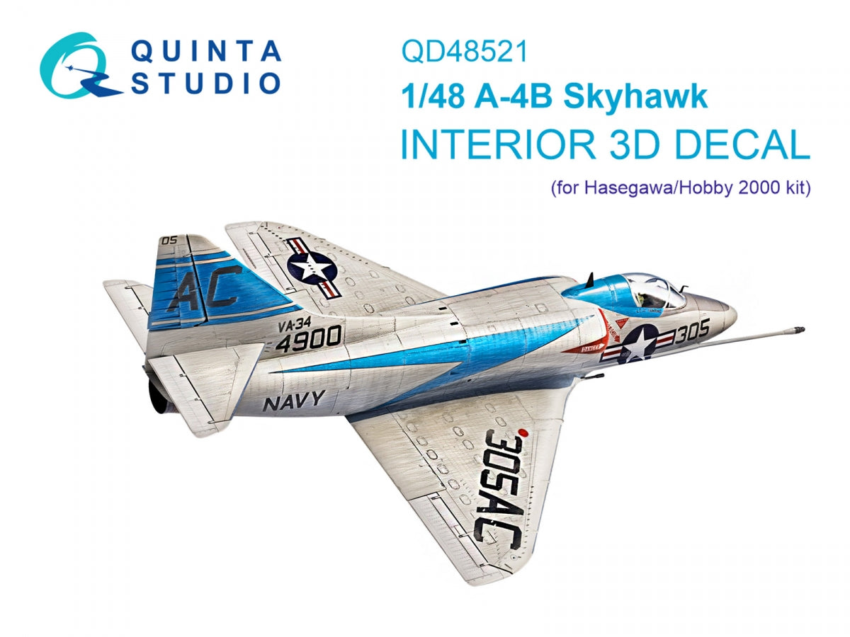 Quinta Studio QD48521 A-4B 3D-Printed &amp;amp; coloured Interior on decal paper (Hasegawa/Hobby2000) 1/48