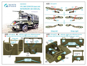 Quinta Studio QD35052 GMC CCKW 353 (open cab) 3D-Printed &amp;amp; coloured Interior on decal paper ( Tamiya ) 1/35 – zdjęcie 2