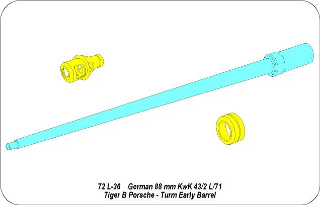 Aber 72L-36 8,8 cm KwK 43L/71 lufa do czołgu Tiger II wczesna do wieży Porsche/8,8 cm KwK 43 L/71 German tank barrel for Tiger II early Porsche turm 1/72 – zdjęcie 6