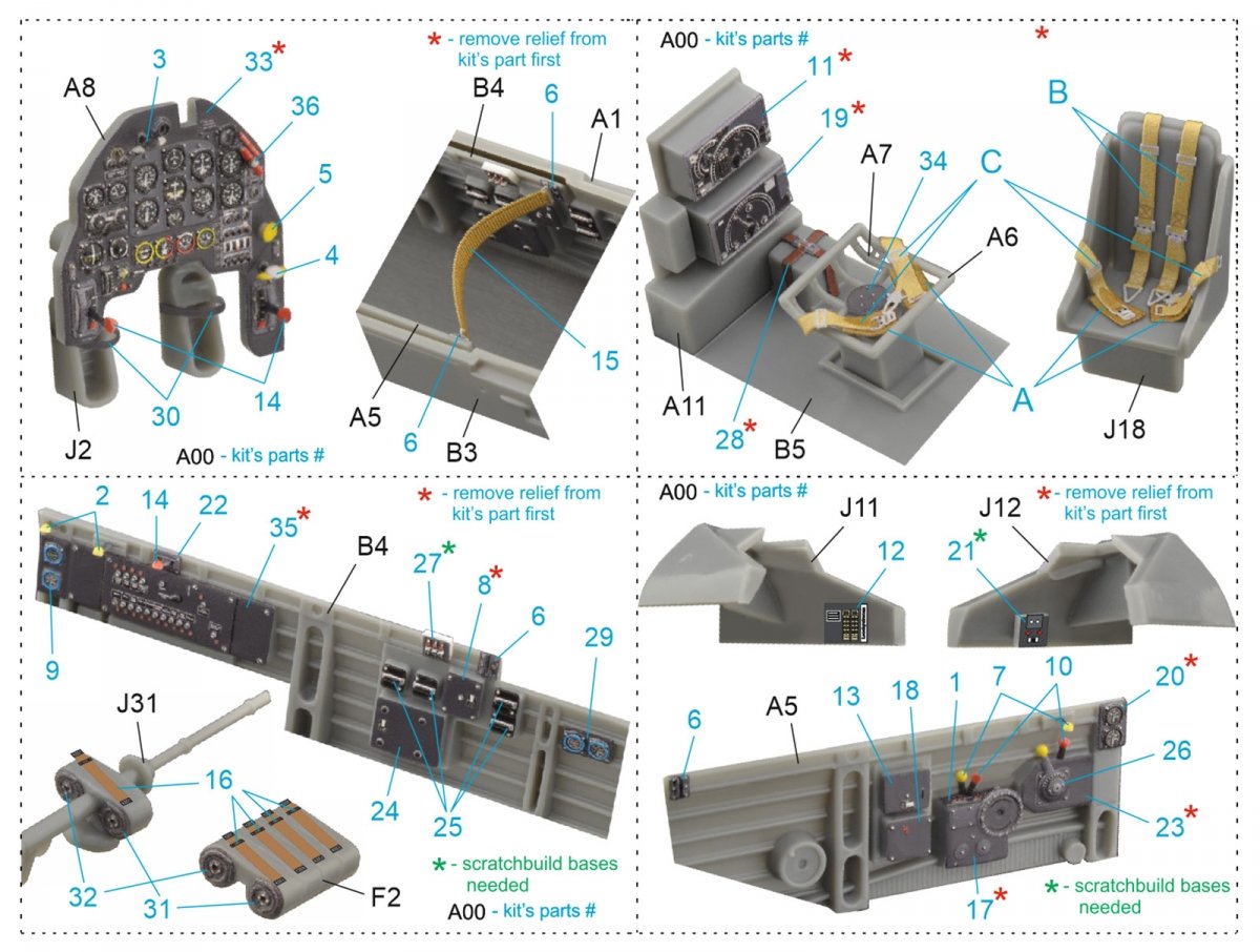 Quinta Studio QD48098 Ju 87B-2/R-2 3D-Printed &amp;amp; coloured Interior on decal paper (Hasegawa) 1/48 – zdjęcie 11