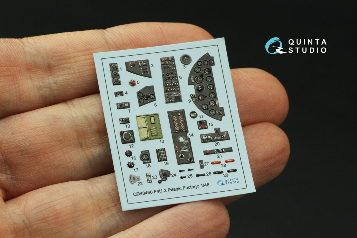 Intérieur coloré imprimé en 3D sur papier décalcomanie pour F4U-2 Corsair (Magic Factory) Quinta Studio QD48460, échelle 1/48  – image 3