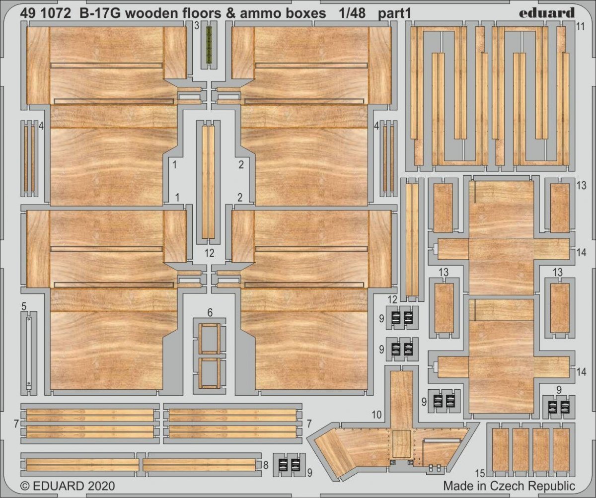 Eduard 491072 B-17G wooden floors &amp;amp; ammo boxes 1/48 HK MODELS