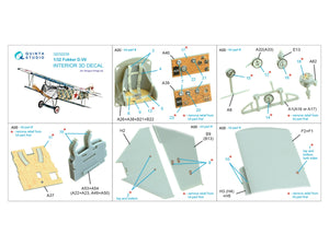 Quinta Studio QD32239 Fokker D.VII 3D-Printed &amp;amp; colored Interior on decal paper (Wingnut Wings) 1/32 – image 13
