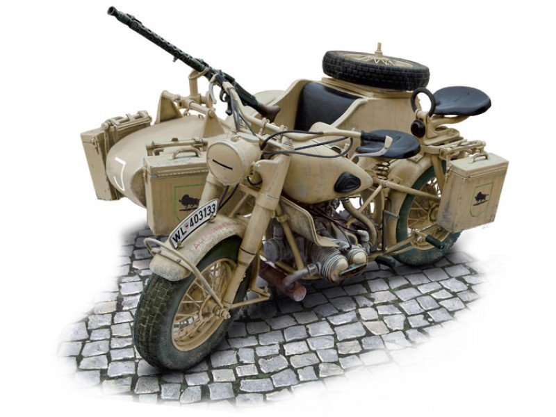Italeri 7403 German Military Motorcycle with side car 1/9 – zdjęcie 2