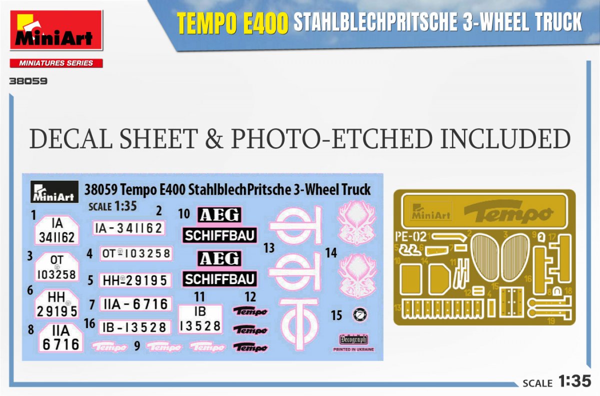 MiniArt 38059 TEMPO E400 STAHLBLECHPRITSCHE 3-WHEEL TRUCK 1/35 – zdjęcie 2
