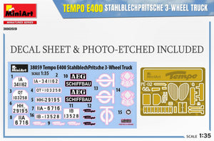 MiniArt 38059 TEMPO E400 STAHLBLECHPRITSCHE 3-WHEEL TRUCK 1/35 – zdjęcie 2